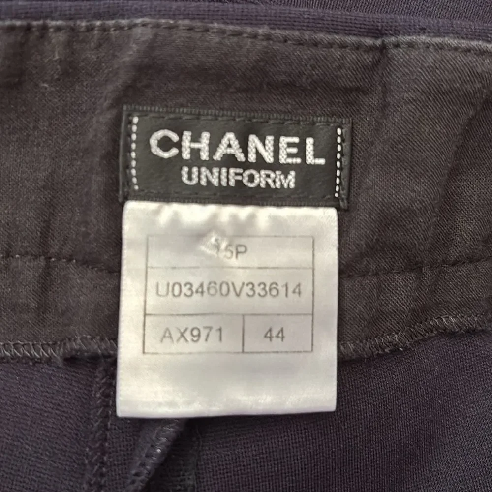 Chanel uniform Black Straight-Leg Pants, L